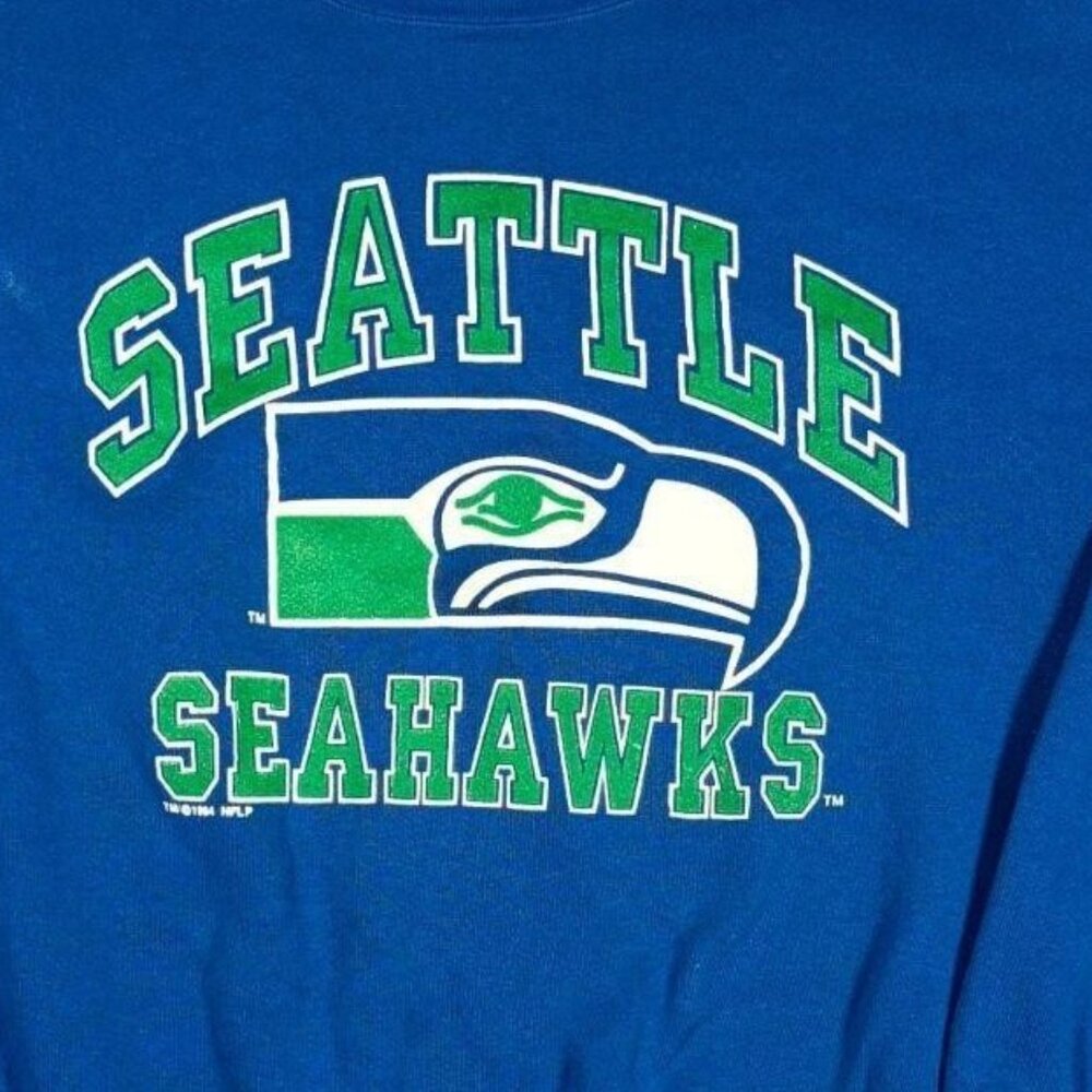 VTG 90s Seattle Seahawks Sweatshirt Color Royal - Picture 2 of 4